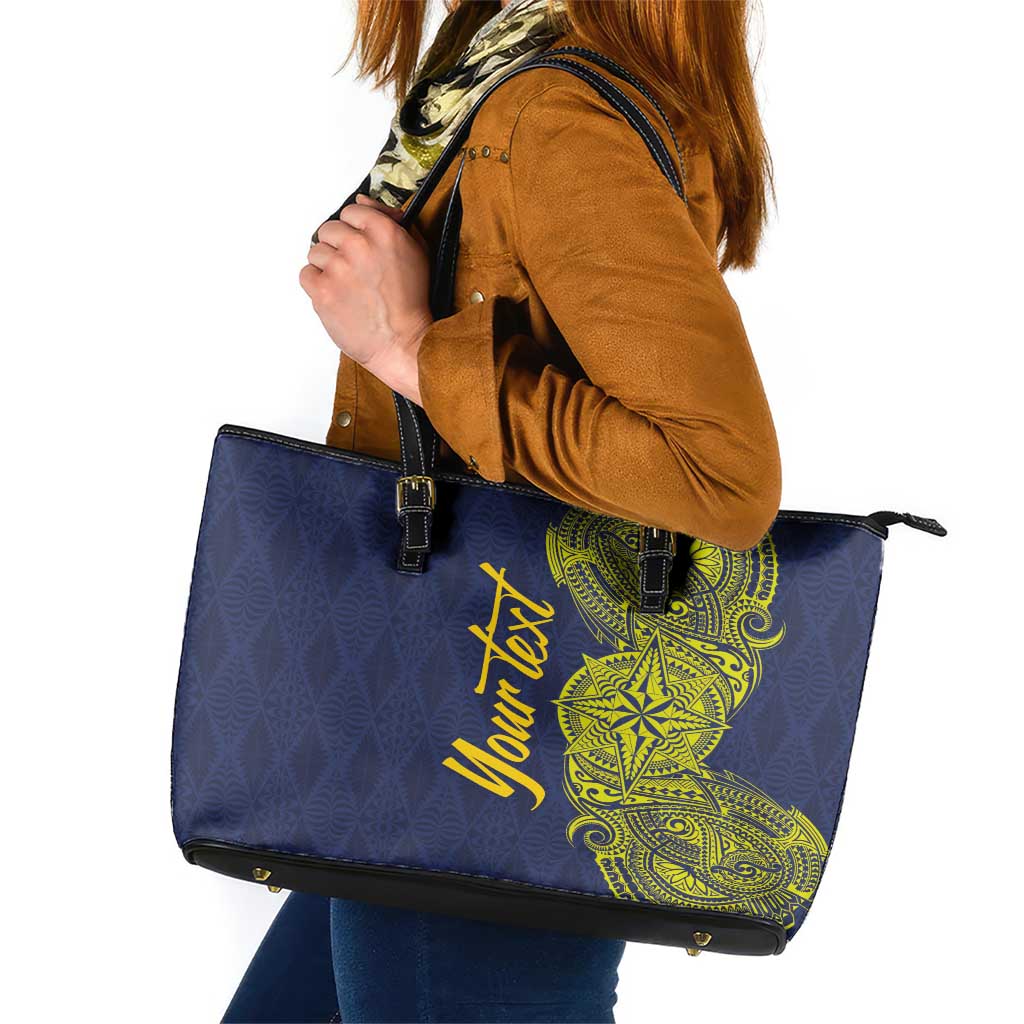 Personalised Tokelau Classic Ngatu Motifs Leather Tote Bag