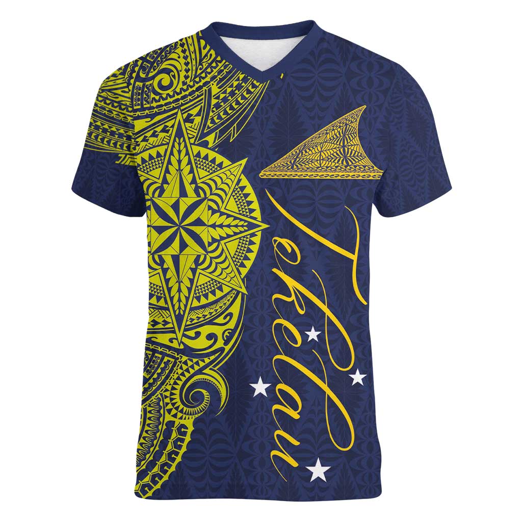 Personalised Tokelau Classic Ngatu Motifs Women V-Neck T-Shirt