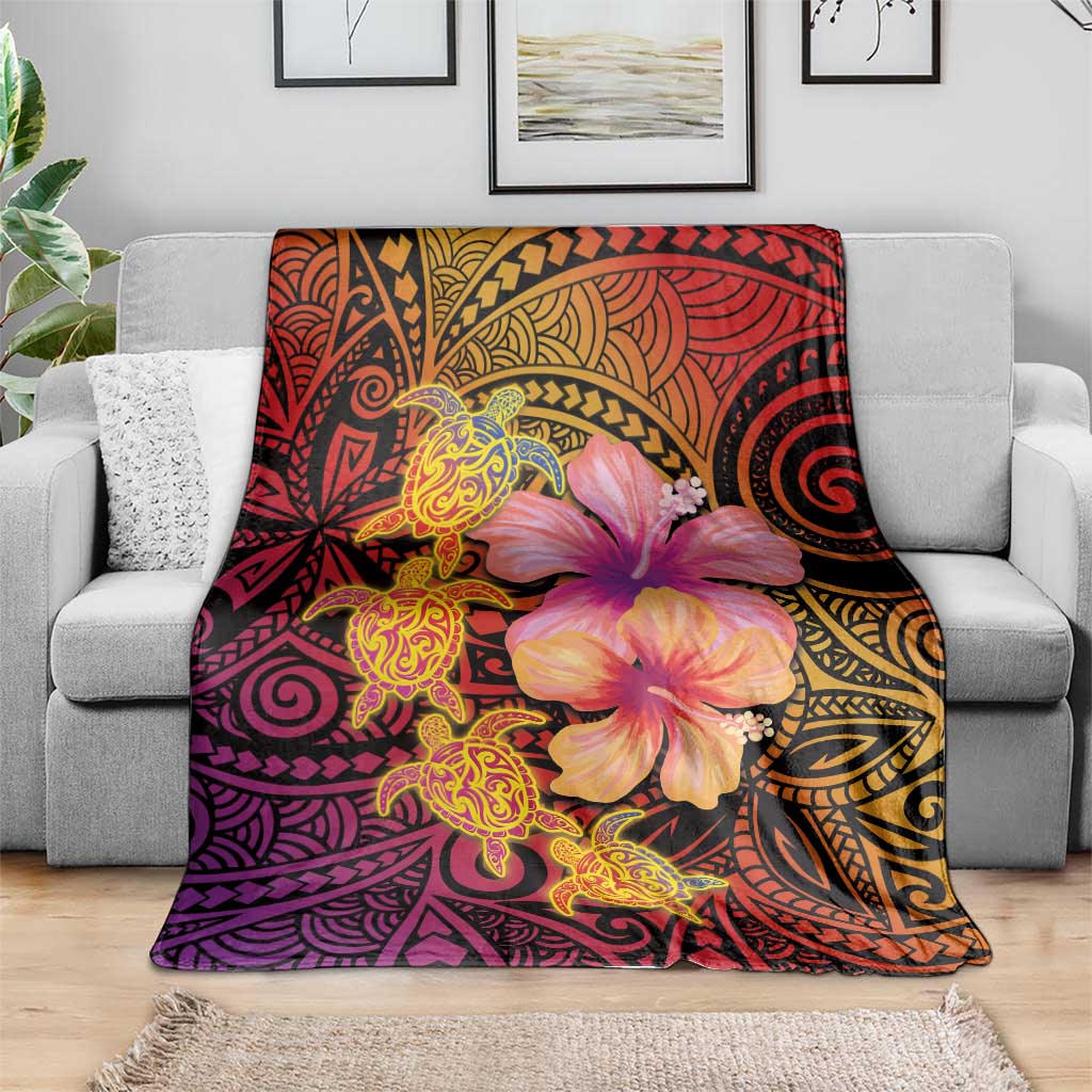 Hawaiian Hibiscus Turtle Tribal Polynesian Pattern Blanket Colorful Color LT03 - Polynesian Pride
