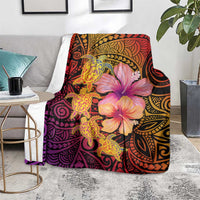 Hawaiian Hibiscus Turtle Tribal Polynesian Pattern Blanket Colorful Color LT03 - Polynesian Pride