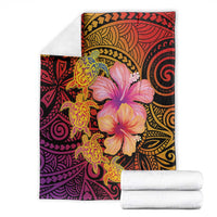 Hawaiian Hibiscus Turtle Tribal Polynesian Pattern Blanket Colorful Color LT03 - Polynesian Pride
