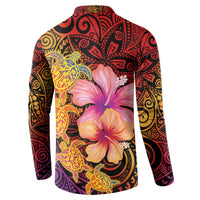 Hawaiian Hibiscus Turtle Tribal Polynesian Pattern Button Sweatshirt Colorful Color LT03 - Polynesian Pride