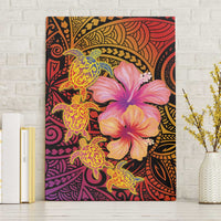 Hawaiian Hibiscus Turtle Tribal Polynesian Pattern Canvas Wall Art Colorful Color LT03 Without Frame Red - Polynesian Pride