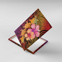 Hawaiian Hibiscus Turtle Tribal Polynesian Pattern Canvas Wall Art Colorful Color LT03 With Frame Red - Polynesian Pride