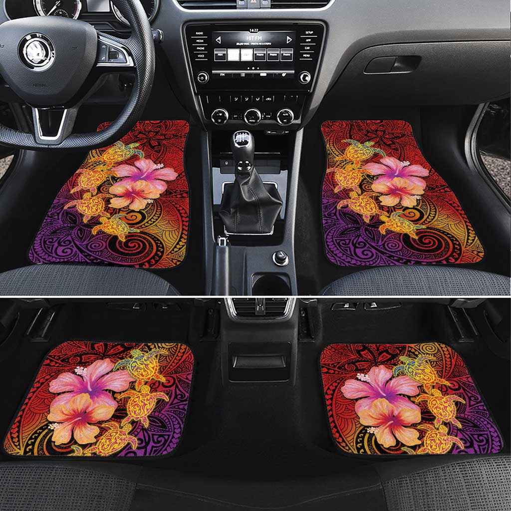 Hawaiian Hibiscus Turtle Tribal Polynesian Pattern Car Mats Colorful Color