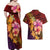 Hawaiian Hibiscus Turtle Tribal Polynesian Pattern Couples Matching Off Shoulder Maxi Dress and Hawaiian Shirt Colorful Color