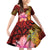 Hawaiian Hibiscus Turtle Tribal Polynesian Pattern Family Matching Off Shoulder Short Dress and Hawaiian Shirt Colorful Color