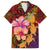 Hawaiian Hibiscus Turtle Tribal Polynesian Pattern Family Matching Off Shoulder Short Dress and Hawaiian Shirt Colorful Color