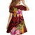 Hawaiian Hibiscus Turtle Tribal Polynesian Pattern Family Matching Short Sleeve Bodycon Dress and Hawaiian Shirt Colorful Color