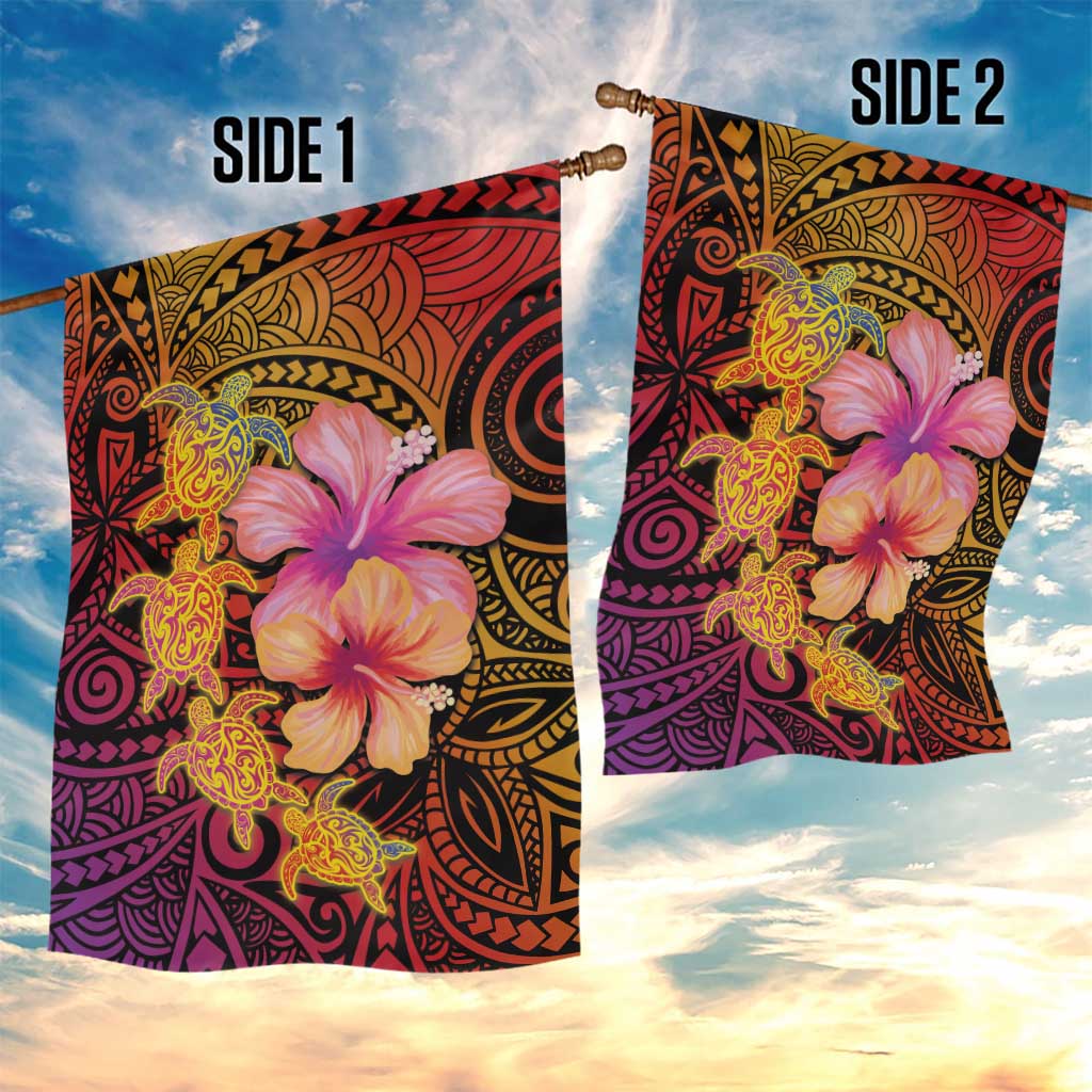 Hawaiian Hibiscus Turtle Tribal Polynesian Pattern Garden Flag Colorful Color LT03 - Polynesian Pride