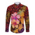 Hawaiian Hibiscus Turtle Tribal Polynesian Pattern Long Sleeve Button Shirt Colorful Color