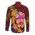 Hawaiian Hibiscus Turtle Tribal Polynesian Pattern Long Sleeve Button Shirt Colorful Color