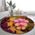 Hawaiian Hibiscus Turtle Tribal Polynesian Pattern Round Carpet Colorful Color