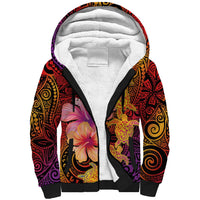 Hawaiian Hibiscus Turtle Tribal Polynesian Pattern Sherpa Hoodie Colorful Color LT03 Unisex Red - Polynesian Pride