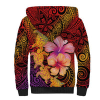 Hawaiian Hibiscus Turtle Tribal Polynesian Pattern Sherpa Hoodie Colorful Color LT03 - Polynesian Pride