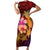 Hawaiian Hibiscus Turtle Tribal Polynesian Pattern Short Sleeve Bodycon Dress Colorful Color