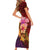 Hawaiian Hibiscus Turtle Tribal Polynesian Pattern Short Sleeve Bodycon Dress Colorful Color