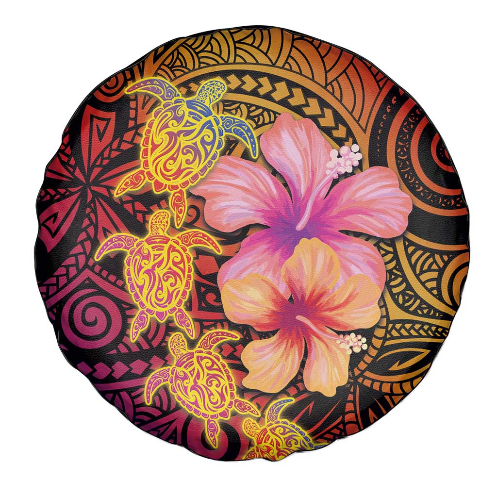 Hawaiian Hibiscus Turtle Tribal Polynesian Pattern Spare Tire Cover Colorful Color LT03 - Polynesian Pride