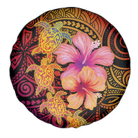 Hawaiian Hibiscus Turtle Tribal Polynesian Pattern Spare Tire Cover Colorful Color LT03 - Polynesian Pride