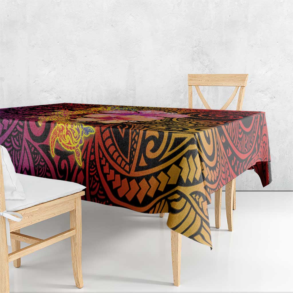 Hawaiian Hibiscus Turtle Tribal Polynesian Pattern Tablecloth Colorful Color LT03 - Polynesian Pride