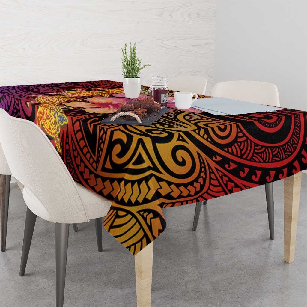 Hawaiian Hibiscus Turtle Tribal Polynesian Pattern Tablecloth Colorful Color LT03 - Polynesian Pride