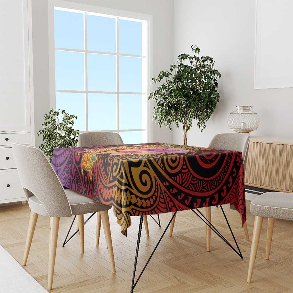 Hawaiian Hibiscus Turtle Tribal Polynesian Pattern Tablecloth Colorful Color LT03 - Polynesian Pride