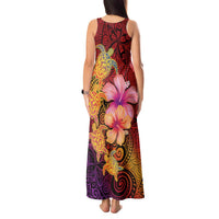 Hawaiian Hibiscus Turtle Tribal Polynesian Pattern Tank Maxi Dress Colorful Color