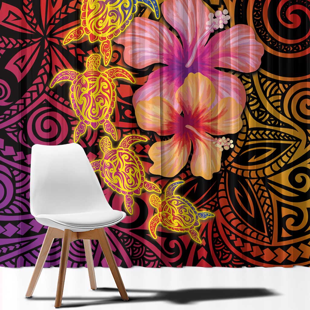 Hawaiian Hibiscus Turtle Tribal Polynesian Pattern Window Curtain Colorful Color LT03 - Polynesian Pride