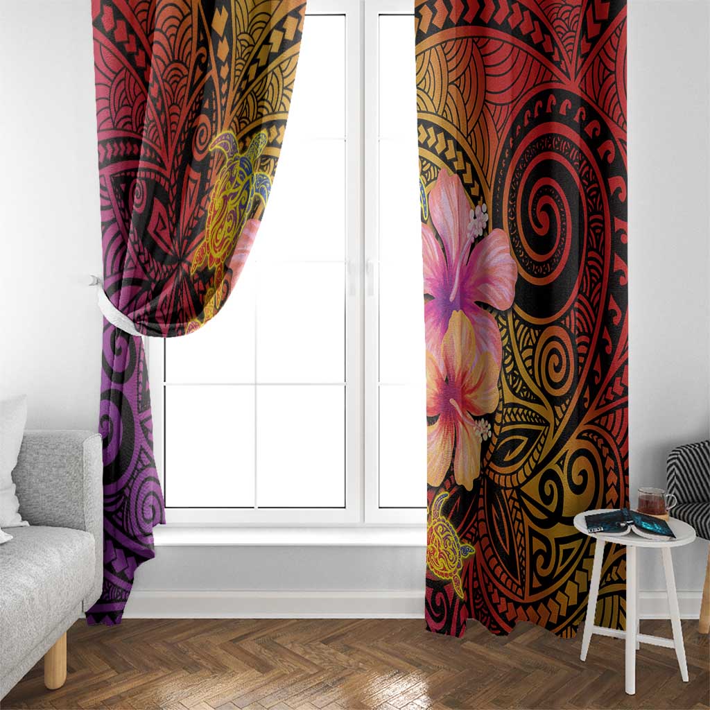 Hawaiian Hibiscus Turtle Tribal Polynesian Pattern Window Curtain Colorful Color LT03 - Polynesian Pride