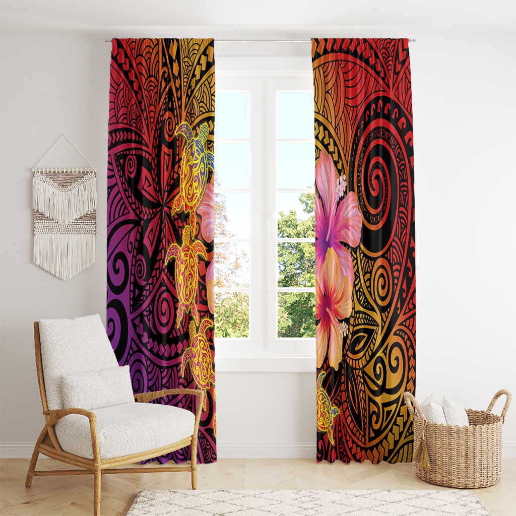 Hawaiian Hibiscus Turtle Tribal Polynesian Pattern Window Curtain Colorful Color LT03 - Polynesian Pride