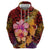 Hawaiian Hibiscus Turtle Tribal Polynesian Pattern Zip Hoodie Colorful Color