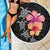 Hawaiian Hibiscus Turtle Tribal Polynesian Pattern Beach Blanket Black Color