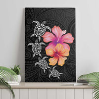 Hawaiian Hibiscus Turtle Tribal Polynesian Pattern Canvas Wall Art Black Color LT03 - Polynesian Pride