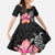 Hawaiian Hibiscus Turtle Tribal Polynesian Pattern Family Matching Mermaid Dress and Hawaiian Shirt Black Color