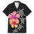 Hawaiian Hibiscus Turtle Tribal Polynesian Pattern Family Matching Mermaid Dress and Hawaiian Shirt Black Color