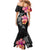 Hawaiian Hibiscus Turtle Tribal Polynesian Pattern Family Matching Mermaid Dress and Hawaiian Shirt Black Color