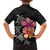 Hawaiian Hibiscus Turtle Tribal Polynesian Pattern Family Matching Off Shoulder Maxi Dress and Hawaiian Shirt Black Color