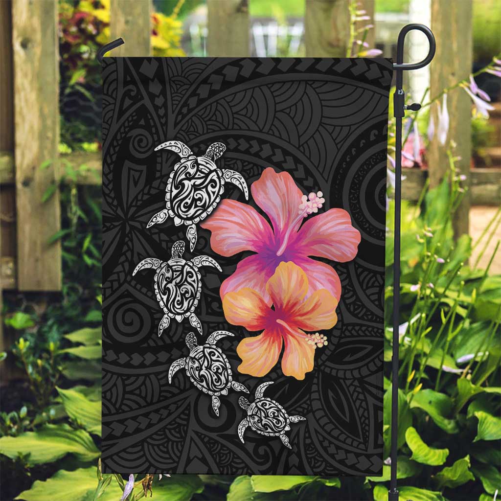 Hawaiian Hibiscus Turtle Tribal Polynesian Pattern Garden Flag Black Color LT03 Garden Flag Black - Polynesian Pride