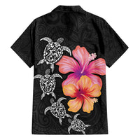 Hawaiian Hibiscus Turtle Tribal Polynesian Pattern Hawaiian Shirt Black Color LT03 - Polynesian Pride