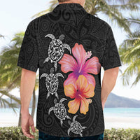 Hawaiian Hibiscus Turtle Tribal Polynesian Pattern Hawaiian Shirt Black Color LT03 - Polynesian Pride