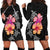 Hawaiian Hibiscus Turtle Tribal Polynesian Pattern Hoodie Dress Black Color