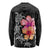 Hawaiian Hibiscus Turtle Tribal Polynesian Pattern Long Sleeve Shirt Black Color