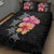 Hawaiian Hibiscus Turtle Tribal Polynesian Pattern Quilt Bed Set Black Color