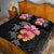 Hawaiian Hibiscus Turtle Tribal Polynesian Pattern Quilt Bed Set Black Color