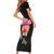 Hawaiian Hibiscus Turtle Tribal Polynesian Pattern Short Sleeve Bodycon Dress Black Color