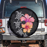 Hawaiian Hibiscus Turtle Tribal Polynesian Pattern Spare Tire Cover Black Color LT03 Black - Polynesian Pride