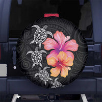 Hawaiian Hibiscus Turtle Tribal Polynesian Pattern Spare Tire Cover Black Color LT03 - Polynesian Pride