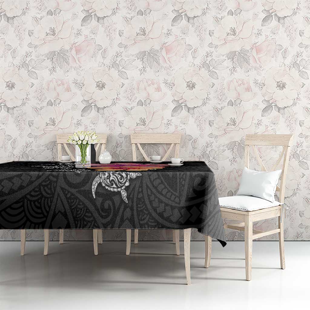 Hawaiian Hibiscus Turtle Tribal Polynesian Pattern Tablecloth Black Color LT03 - Polynesian Pride