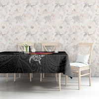 Hawaiian Hibiscus Turtle Tribal Polynesian Pattern Tablecloth Black Color LT03 - Polynesian Pride