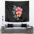 Hawaiian Hibiscus Turtle Tribal Polynesian Pattern Tapestry Black Color